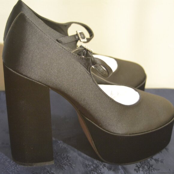 👠✨ Lisa Vicky VAULT-V Black Satin Platform Mary Jane Heels – Size 10M NIB ✨👠 - Picture 6 of 8